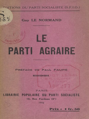 cover image of Le parti agraire